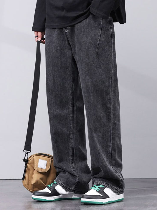 Black Collar Denim - Oversized Straight Leg Jeans