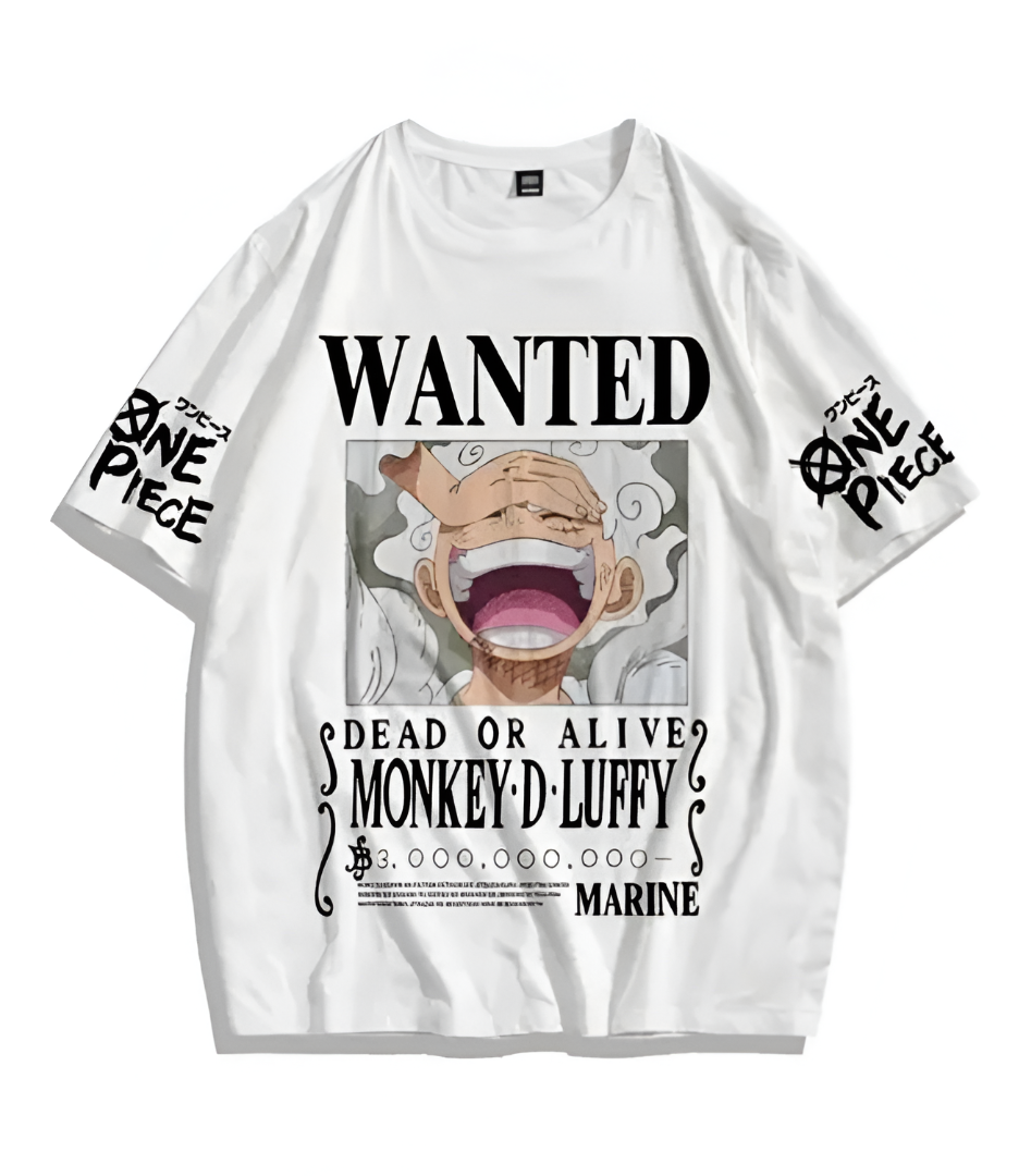 100% Polyester Anime Character Monkey D. Luffy Printed Regular Fit T-Shirts